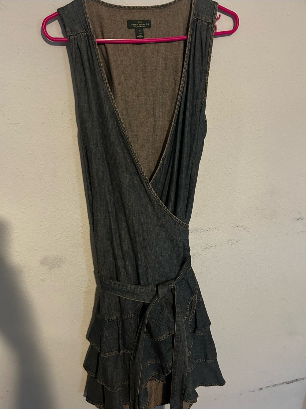 Ralph Lauren Dark Denim Wrap Overall Dress